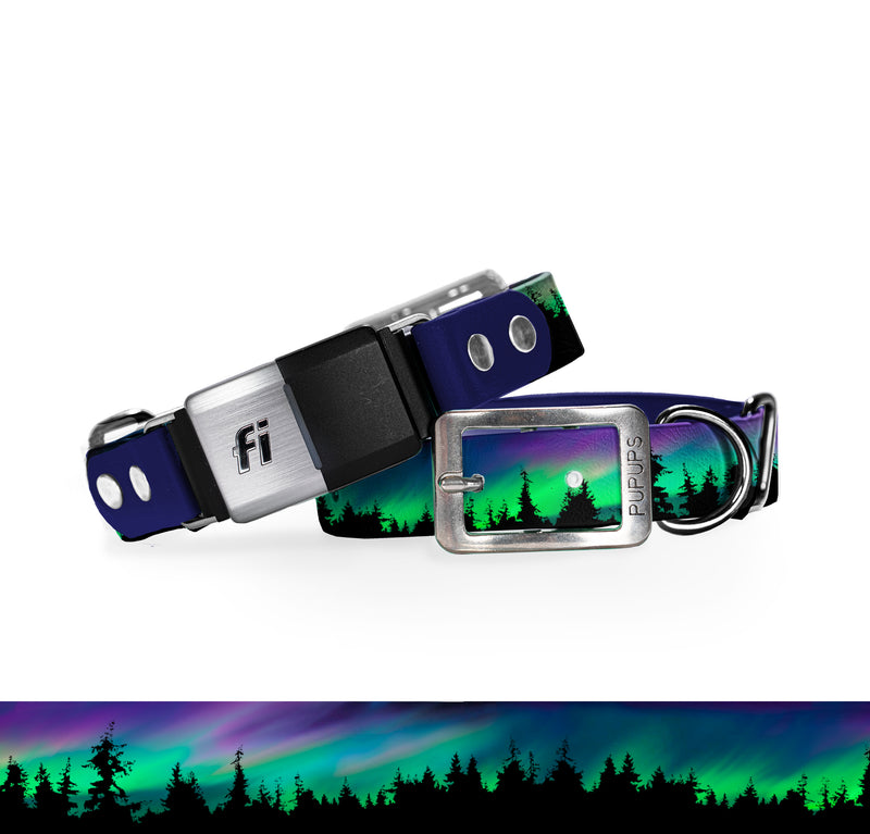 Fi Compatible Collar-Northern Lights - BioThane Dog Collar