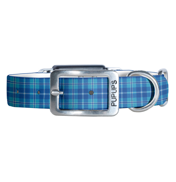 Fi Compatible Collar-Highland Blue Plaid - BioThane Dog Collar